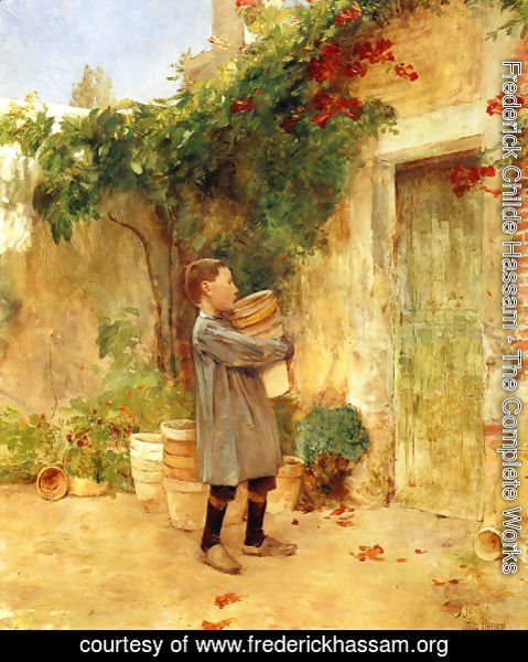 Frederick Childe Hassam - Boy with Flower Pots