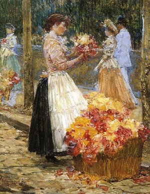 Frederick Childe Hassam - Woman Sellillng Flowers
