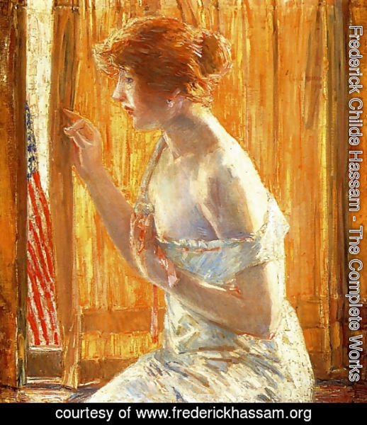 Frederick Childe Hassam - The Flag Outside Her Window, April 1918