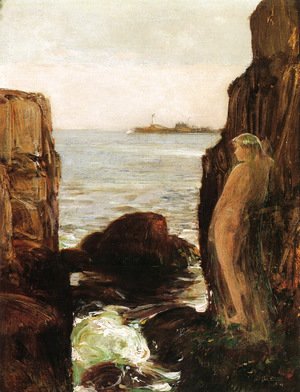 Frederick Childe Hassam - Nymph on a Rocky Ledge