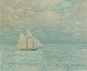 Frederick Childe Hassam - Sailing On Calm Seas, Gloucester Harbor