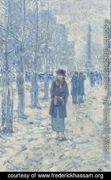 Frederick Childe Hassam - Kitty Walking In Snow