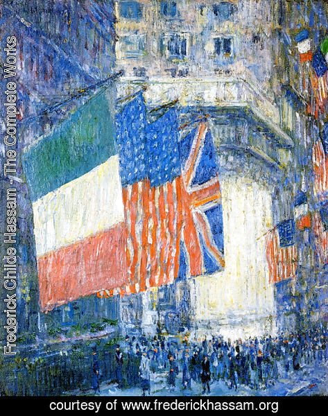 Frederick Childe Hassam - Avenue of the Allies (aka Flags on the Waldorf)
