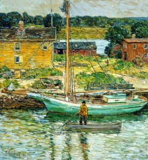 Frederick Childe Hassam - Oyster Sloop, Cos Cob
