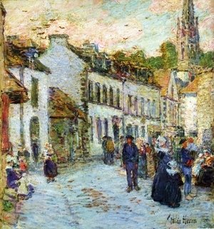 Frederick Childe Hassam - Street in Pont Aven - Evening