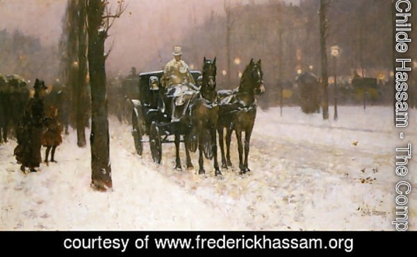 Frederick Childe Hassam - Street Scene with Hansom Cab