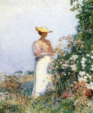 Lady in Flower Garden