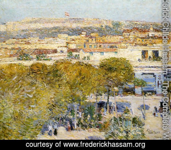 Frederick Childe Hassam - Place Centrale and fort Cabanas, Havana