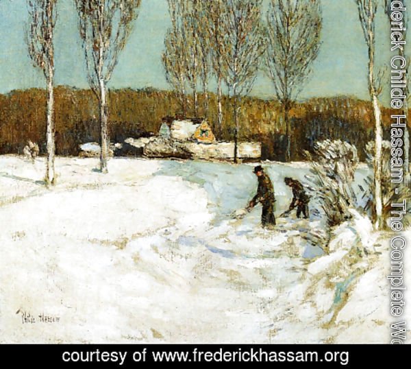 Frederick Childe Hassam - Shoveling Snow, New England