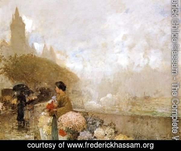 Frederick Childe Hassam - Flower Girl by the Seine, Paris