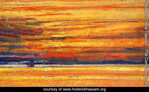 Sailing Vessel at Sea, Sunset