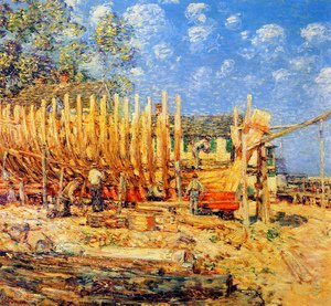 Frederick Childe Hassam - Building the Schooner, Provincetown