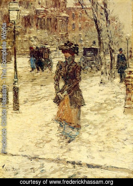Frederick Childe Hassam - Lady Walking down Fifth Avenue