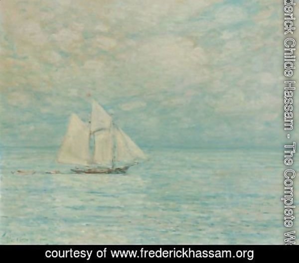 Frederick Childe Hassam - Sailing On Calm Seas, Gloucester Harbor