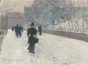 Frederick Childe Hassam - Promenade-Winter New York