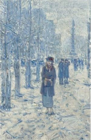 Frederick Childe Hassam - Kitty Walking In Snow